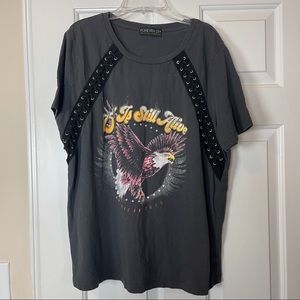 Plussize Braid Detail Graphic Tee